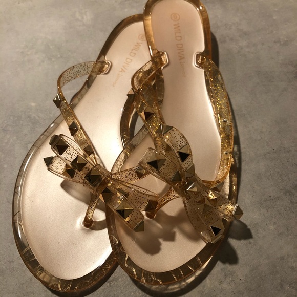 Brand new glitter jelly flip flops with rockstuds - Picture 4 of 4